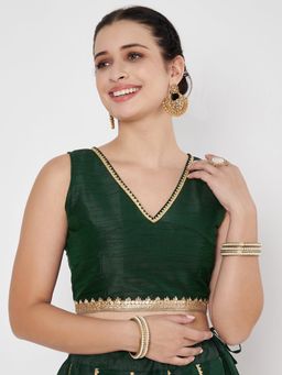 Studio Rasa - Green Dupion Gota Readymade Blouse