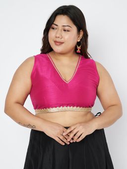 Studio Rasa - Pink Plus Size Dupion Gota Blouse