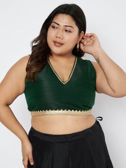 Studio Rasa - Green Plus Size Dupion Gota Blouse
