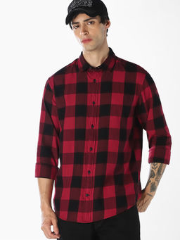 Jack & Jones - Men Red Cotton Slim Fit Shirt