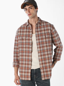 Jack & Jones - Men Brown Cotton Regular Fit Shirt