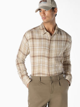 Jack & Jones - Men Beige Cotton Regular Fit Shirt