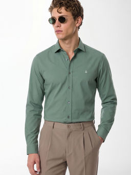 Jack & Jones - Men Green Cotton Slim Fit Shirt
