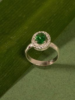 Margento Jewels - 925 Sterling Silver Classic Green Emerald Topaz Ring