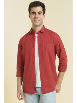 Allen Solly - Men Red Solid Full Sleeves Casual Shirt