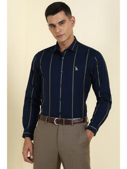 Allen Solly - Men Navy Blue Striped Full Sleeves Formal Shirt
