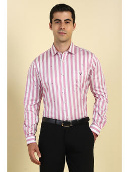 Allen Solly - Men Pink Striped Full Sleeves Formal Shirt