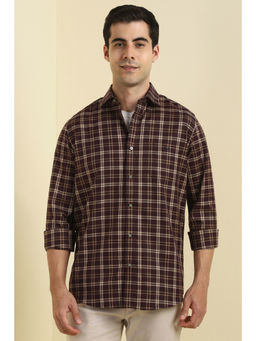 Allen Solly - Men Brown Check Full Sleeves Casual Shirt