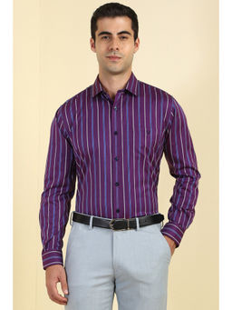 Allen Solly - Men Purple Striped Full Sleeves Formal Shirt
