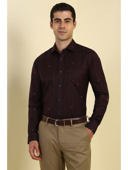 Allen Solly - Men Brown Striped Full Sleeves Formal Shirt