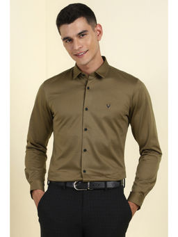 Allen Solly - Men Dark Khaki Solid Full Sleeves Formal Shirt