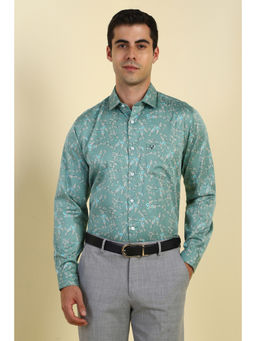 Allen Solly - Men Green Printed Full Sleeves Formal Shirt
