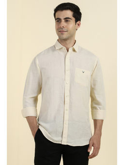Allen Solly - Men Light Yellow Solid Full Sleeves Casual Shirt