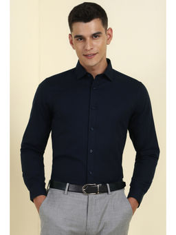 Allen Solly - Men Navy Blue Solid Full Sleeves Formal Shirt