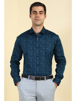 Allen Solly - Men Navy Blue Printed Full Sleeves Formal Shirt