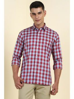 Allen Solly - Men Red Check Full Sleeves Casual Shirt