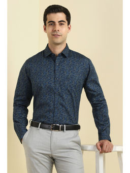 Allen Solly - Men Navy Blue Printed Full Sleeves Formal Shirt