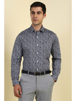 Allen Solly - Men Navy Blue Printed Full Sleeves Formal Shirt