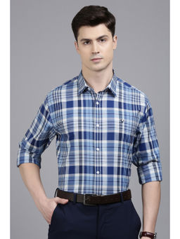Allen Solly - Men Blue Regular Fit Checked Full Sleeves Formal Shirt