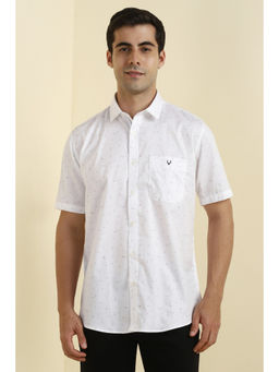 Allen Solly - Men White Printed Half Sleeves Casual Shirt