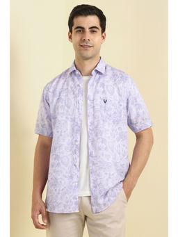 Allen Solly - Men Purple Printed Half Sleeves Casual Shirt