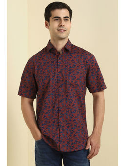 Allen Solly - Men Maroon Printed Half Sleeves Casual Shirt