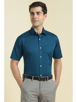 Allen Solly - Men Blue Solid Half Sleeves Formal Shirt
