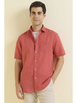 Allen Solly - Men Pink Textured Half Sleeves Casual Shirt
