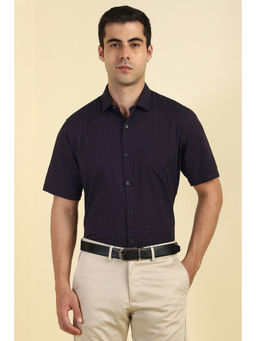 Allen Solly - Men Navy Blue Printed Half Sleeves Formal Shirt