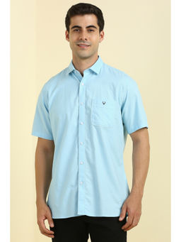 Allen Solly - Men Light Blue Solid Half Sleeves Casual Shirt