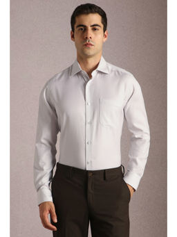 Louis Philippe - Men White Print Full Sleeves Formal Shirt