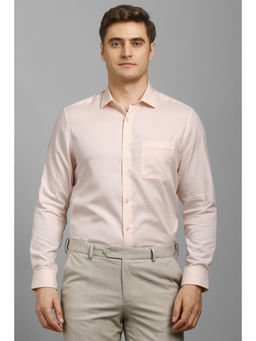 Louis Philippe - Men Peach Textured Full Sleeves Formal Shirt