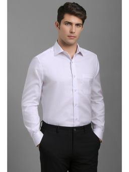 Louis Philippe - Men Purple Regular Fit Textured Full Sleeves Formal Shirt