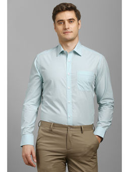 Louis Philippe - Men Light Green Check Full Sleeves Formal Shirt