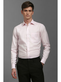 Louis Philippe - Men Pink Regular Fit Textured Full Sleeves Formal Shirt