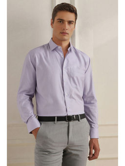 Louis Philippe - Men Purple Textured Full Sleeves Formal Shirt