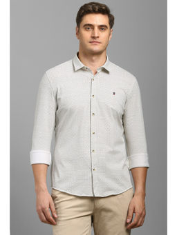 Louis Philippe - Men White Print Full Sleeves Casual Shirt