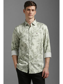 Louis Philippe - Men Green Slim Fit Print Full Sleeves Casual Shirt