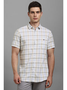 Louis Philippe - Men White Check Half Sleeves Casual Shirt