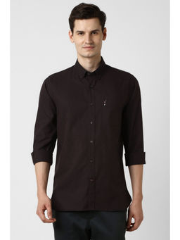 Peter England - Men Brown Slim Fit Solid Full Sleeves Casual Shirt