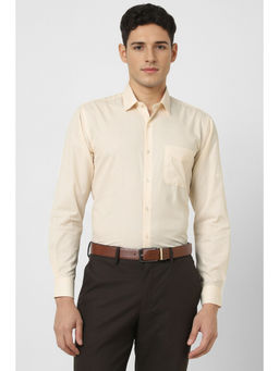 Peter England - Men Beige Regular Fit Full Sleeves Formal Shirt