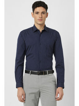 Peter England - Men Navy Blue Regular Fit Full Sleeves Formal Shirt