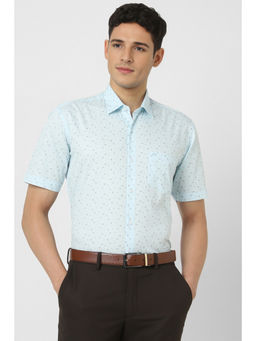 Peter England - Men Light Blue Regular Fit Half Sleeves Formal Shirt