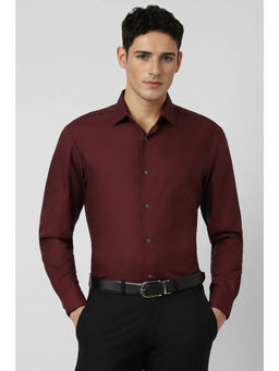 Peter England - Men Maroon Regular Fit Full Sleeves Formal Shirt