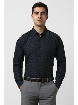 Van Heusen - Men Black Print Full Sleeves Formal Shirt