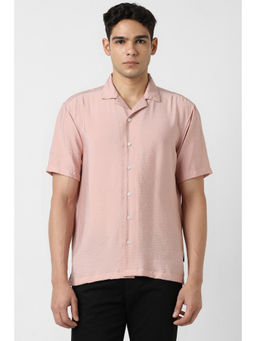 Van Heusen - Men Pink Solid Half Sleeves Shirt