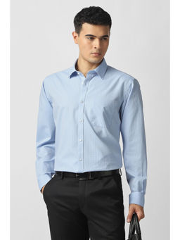 Van Heusen - Men Light Blue Textured Full Sleeves Formal Shirt