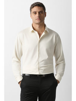Van Heusen - Men Beige Solid Full Sleeves Formal Shirt