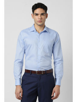 Van Heusen - Men Light Blue Textured Full Sleeves Formal Shirt