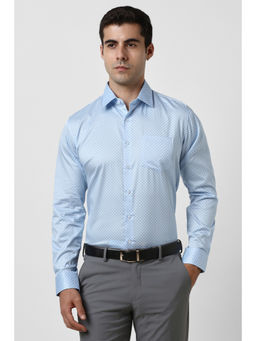 Van Heusen - Men Light Blue Print Full Sleeves Formal Shirt